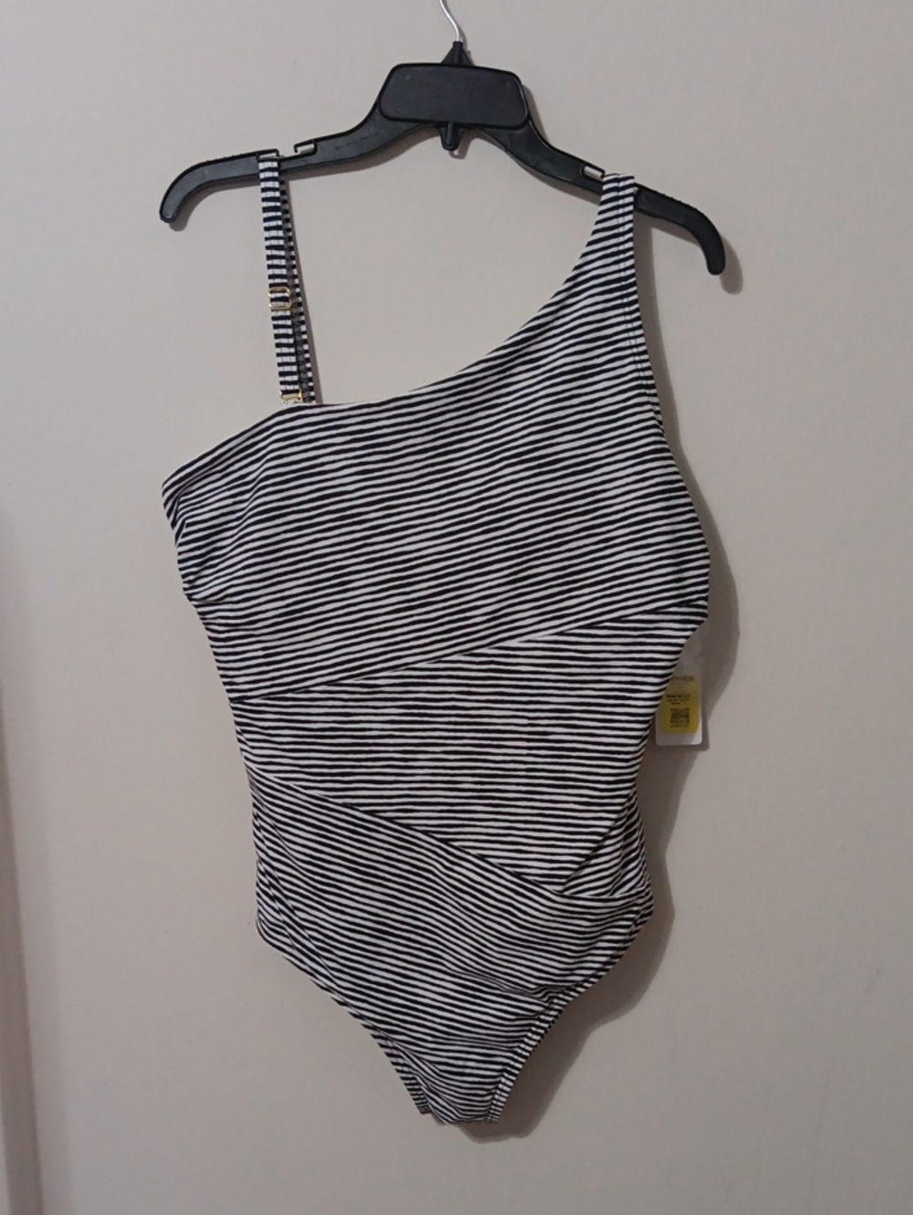 Striped One-Piece Swimsuit - Black & White